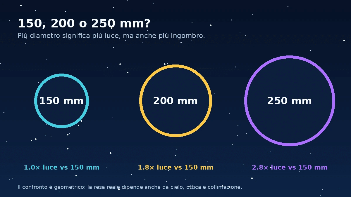 Differenze tra Dobson da 150, 200 e 250 mm