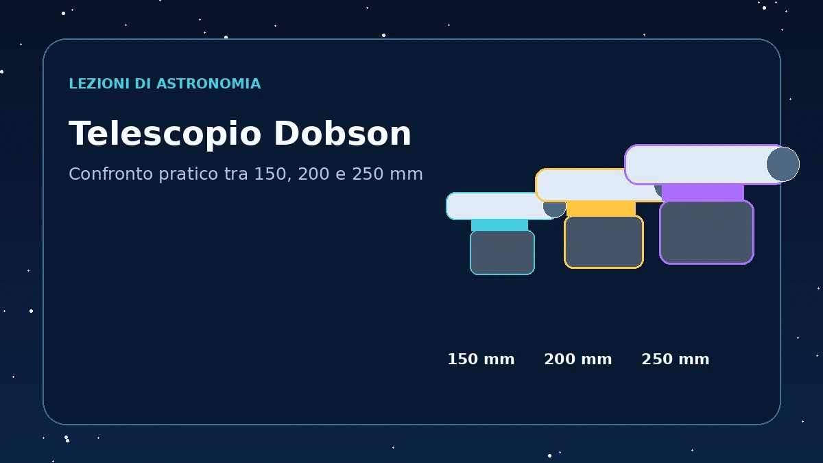 Confronto visivo tra Dobson 150, 200 e 250 mm